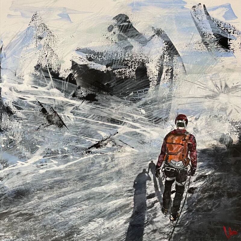 Acryl, Silvia Lehmann, Sport, Zürich, Gletschertour, Natur, silviart, Schweiz, Bergtour, Swiss Mountains, semi abstrakt, figurativ, expressiv, bild im Auftrag malen, Kunst, Interior Design