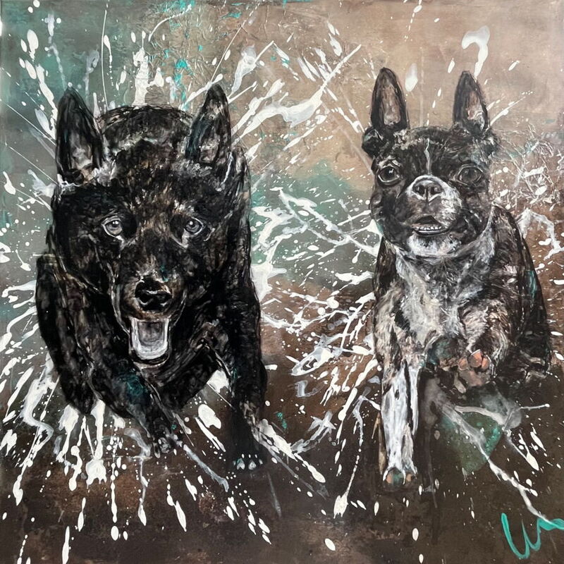whoopie und kiri - Auftrag 2024, acryl, 100x100x2
