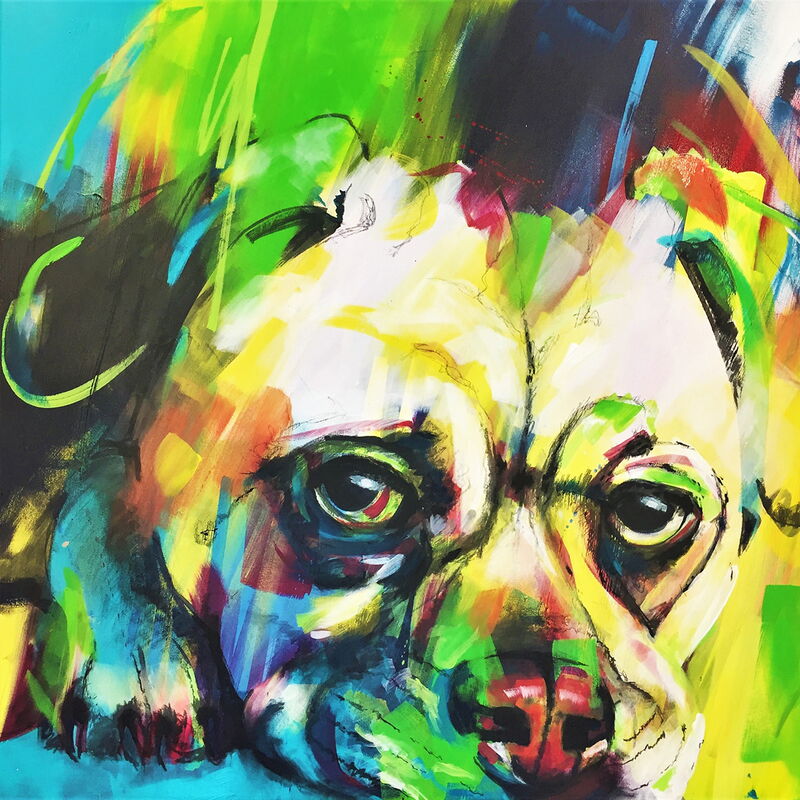 pfüdi, Acryl Mixedmedia, 90x90x2cm