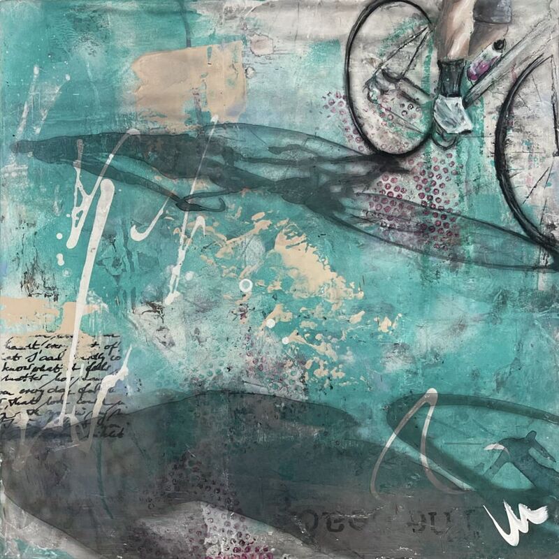 Acryl, Silvia Lehmann, Sport, Velofahren, Rennvelo, Schatten, expressiv, Bild im Auftrag malen, contempurary, Acrylgemälde, Acryl malen, Sportbilder, Zürich