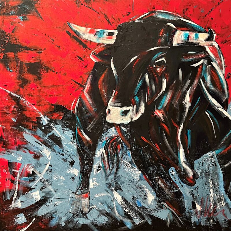 black bull, Acryl, 100x100x2